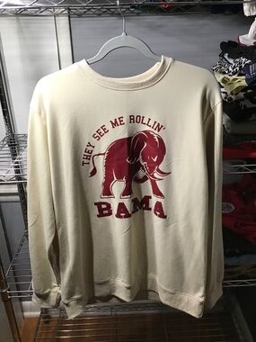 Elephant Graphic Crewneck Sweatshirt - Cream/Crimson